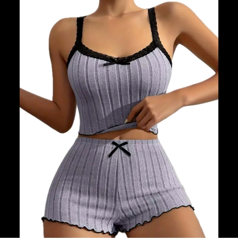 Gray & Black, Soft, Pajama Set
